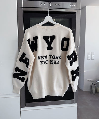 Pullover New York Beige Schwarz  Ladypolitan ♡   