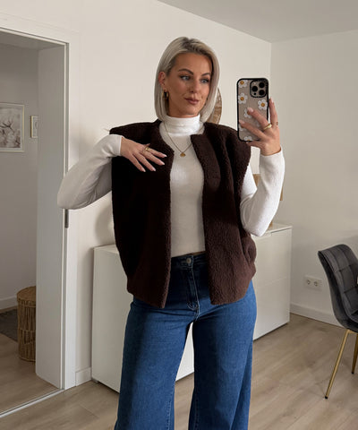 Teddyfell Weste Malea Dunkelbraun Ladypolitan ♡