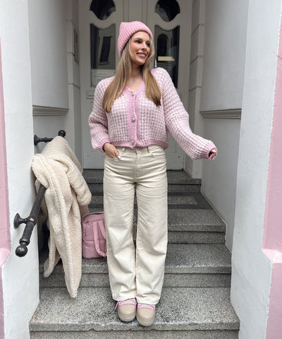 Stretch Wide Leg Jeans Rina Beige Ladypolitan ♡