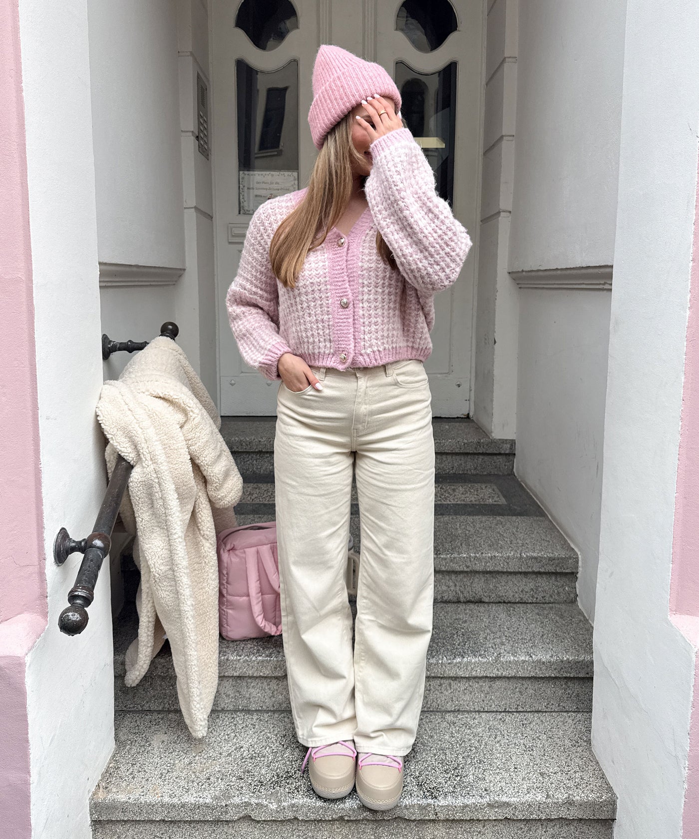 Stretch Wide Leg Jeans Rina Beige Ladypolitan ♡