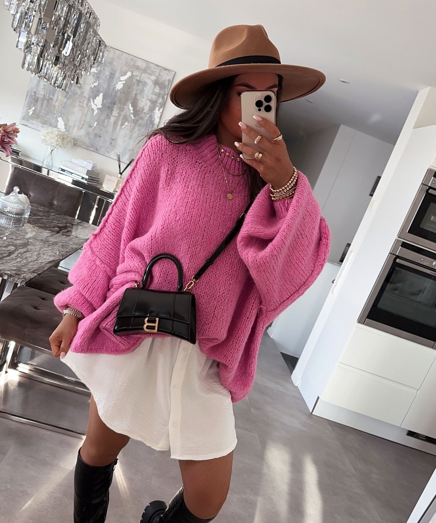 Oversized sweater Nata Fuchsia Pink