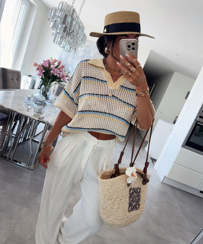 T-Shirt Sophia Blau Beige Ladypolitan ♡