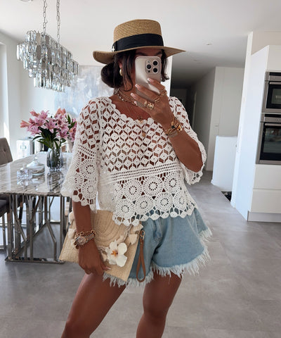 Häkel Shirt Vanya weiß Ladypolitan ♡