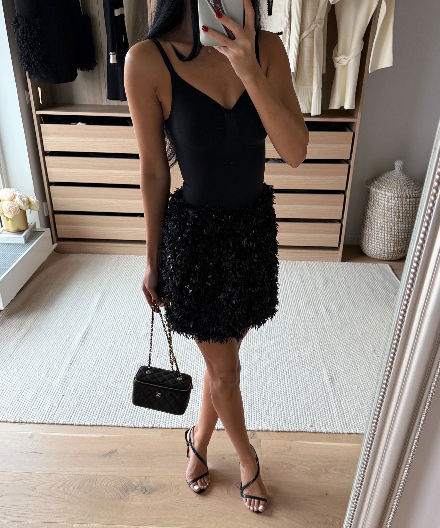 Federlook Rock Cia mit Pailletten Schwarz