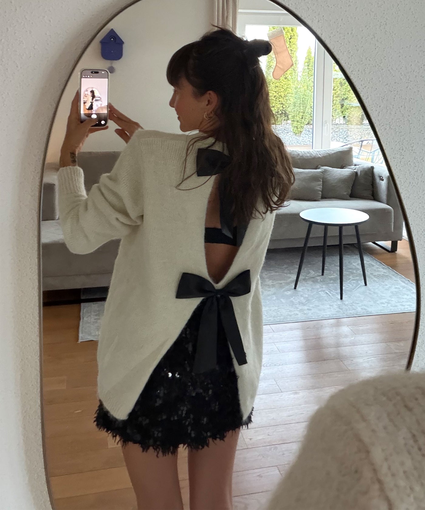 Federlook Rock Cia mit Pailletten Schwarz