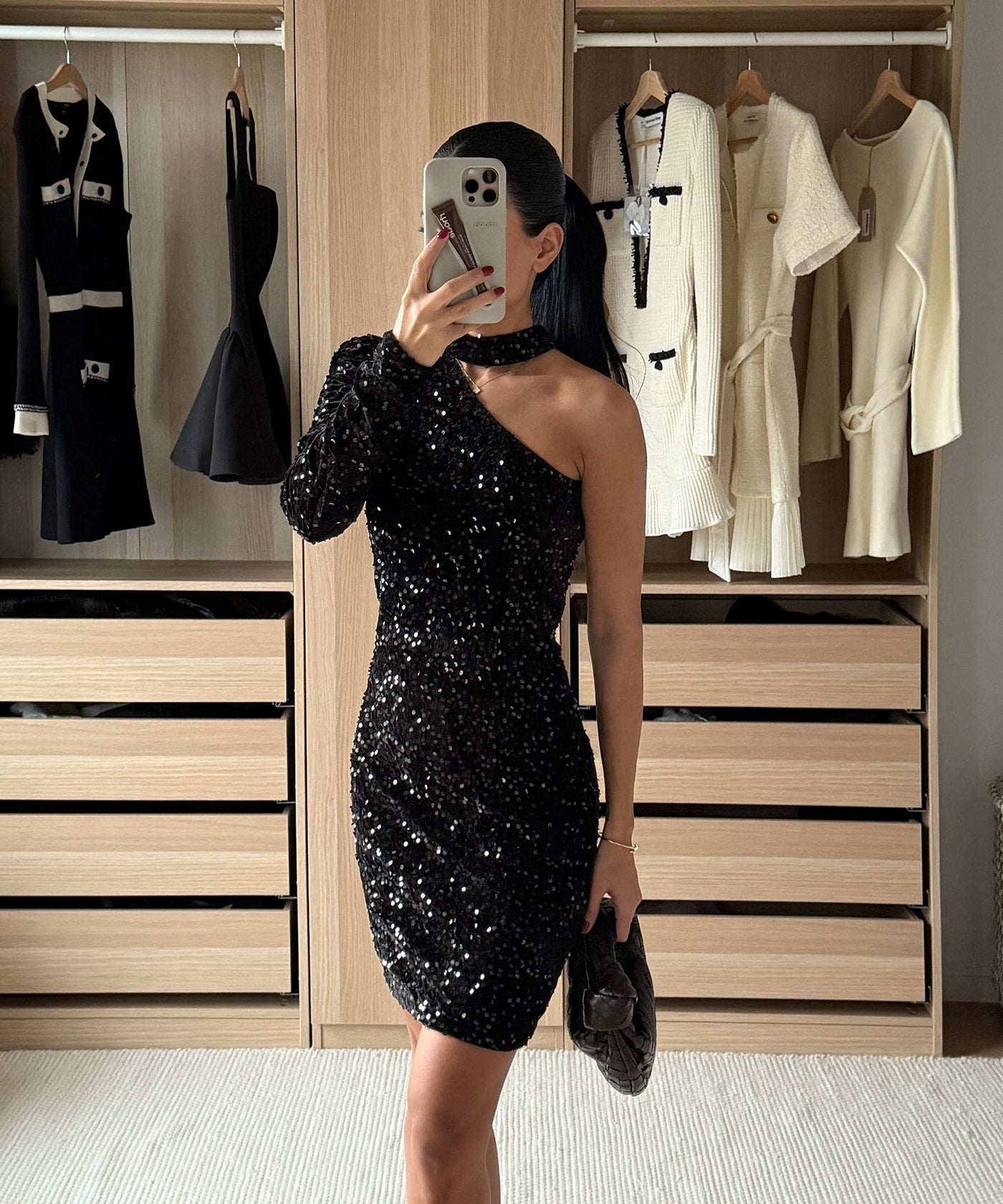 Pailletten Kleid Taliya Schwarz