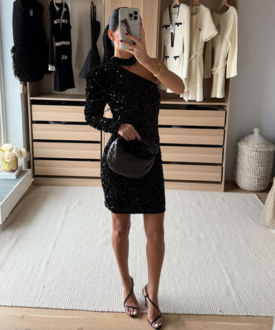 Pailletten Kleid Taliya Schwarz