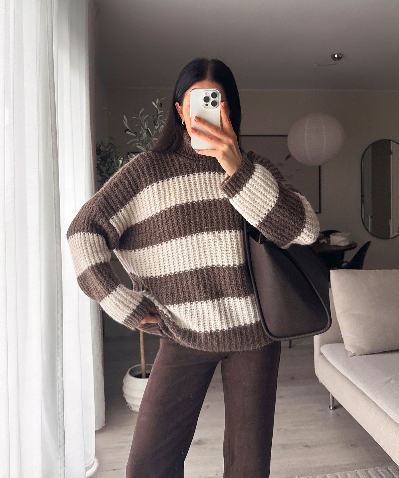 Rollkragen Pullover Tanny Streifen Braun Beige Ladypolitan ♡