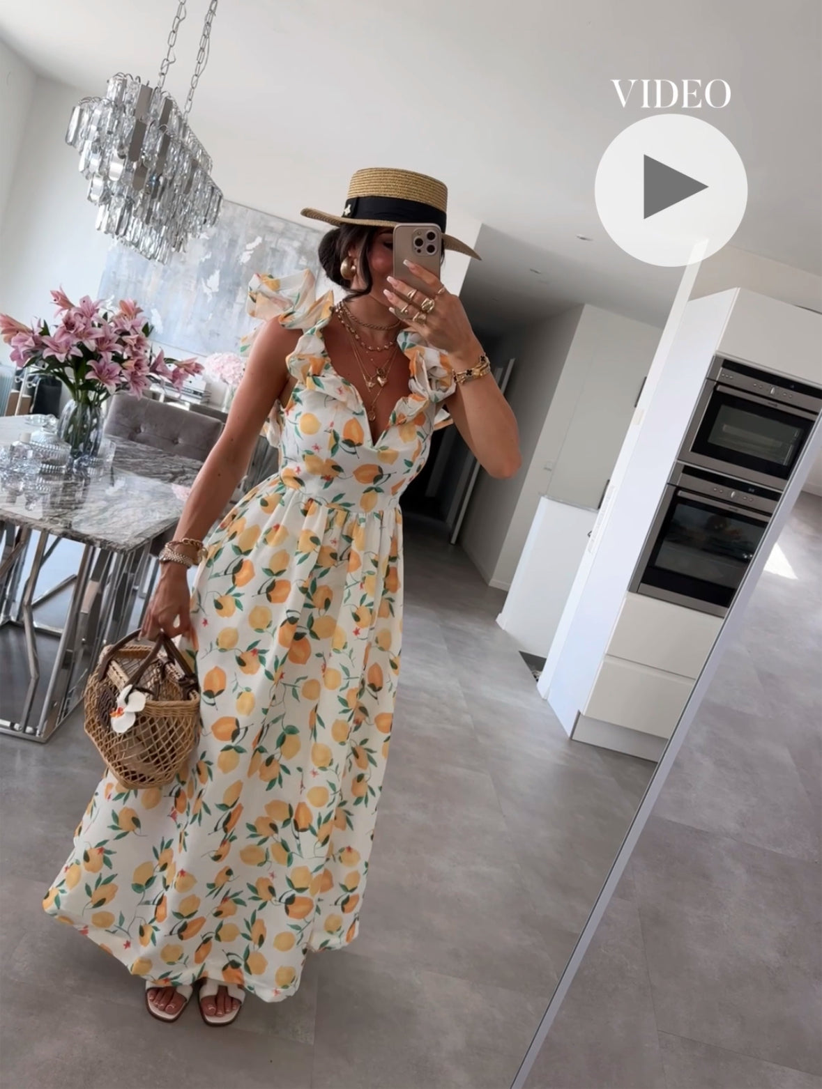 Baumwoll-Leinen-Kleid Amalia Zitrone Weiß Ladypolitan ♡