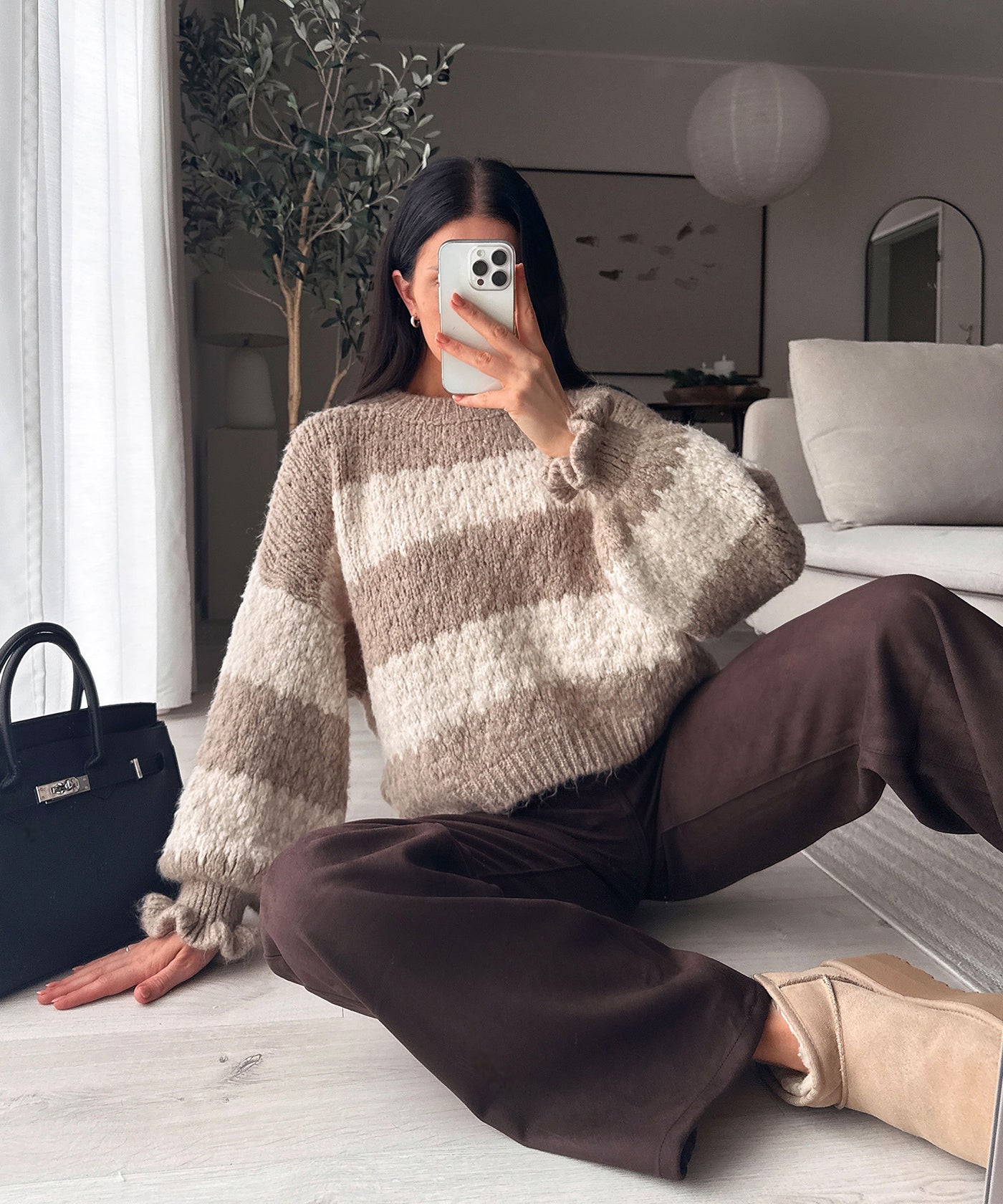 Pullover Dilena Streifen Taupe Ladypolitan ♡