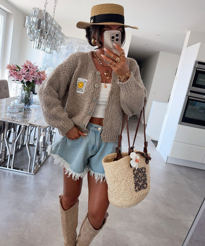 Boucle Cardigan Lalya Taupe Ladypolitan ♡
