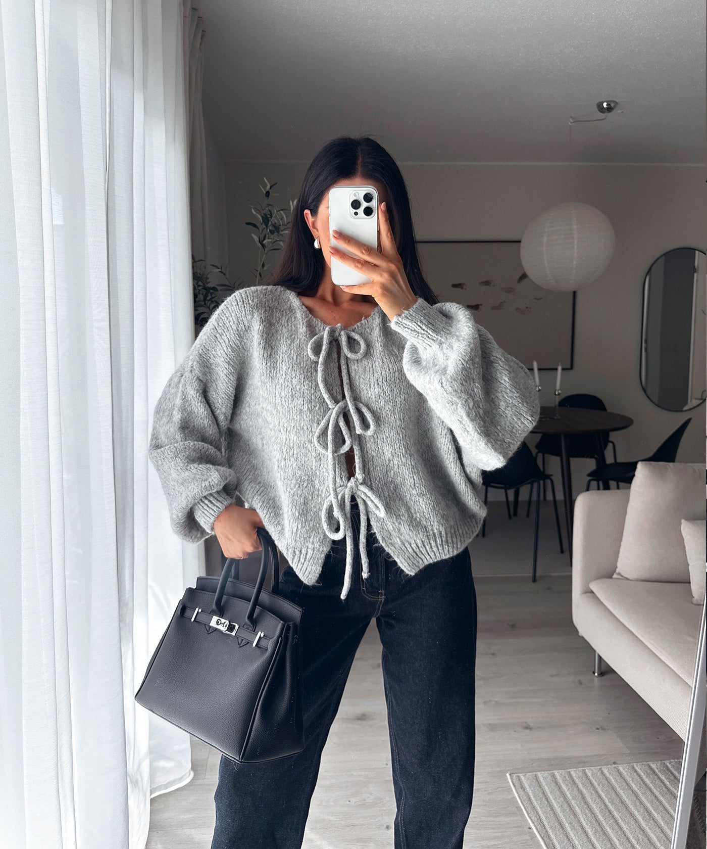 Cardigan Schleife Fia Hellgrau