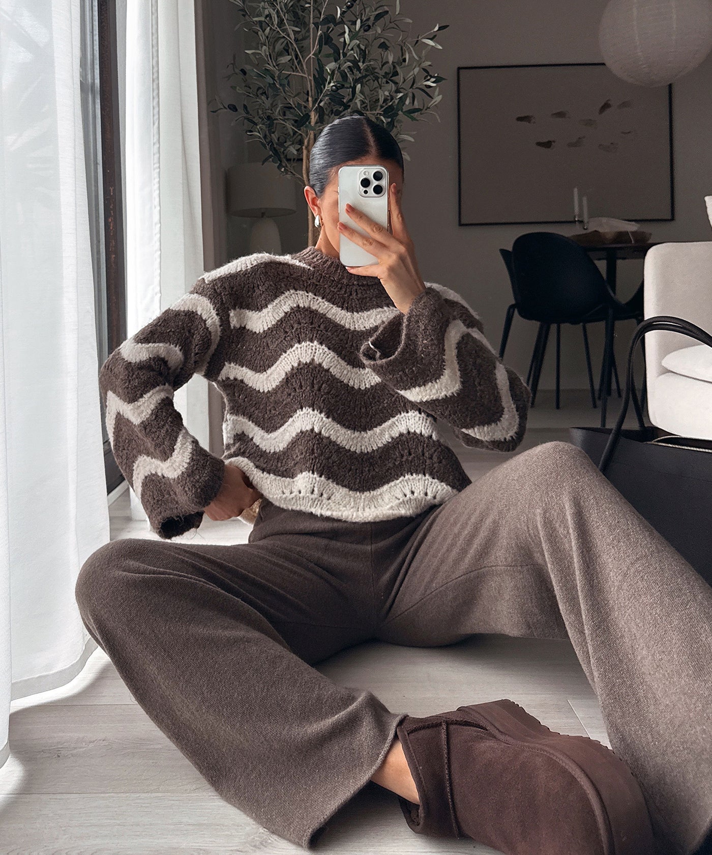 Pullover Renata Streifen Braun Ladypolitan ♡