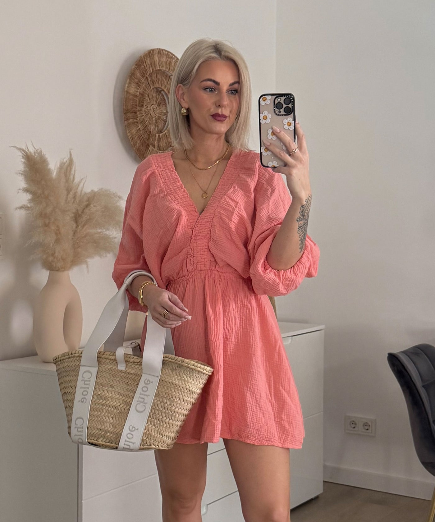 Musselin Kleid Reya Peach Ladypolitan ♡