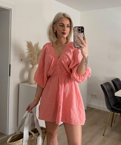 Musselin Kleid Reya Peach Ladypolitan ♡