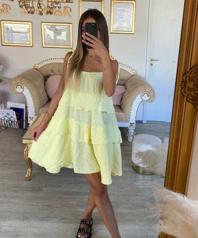 Musselin Kleid Aradi Gelb Ladypolitan ♡