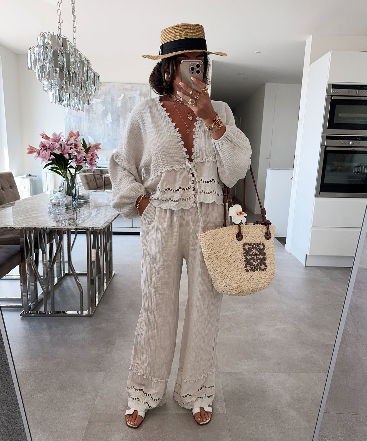 Musselin Bluse Rena Beige Ladypolitan ♡