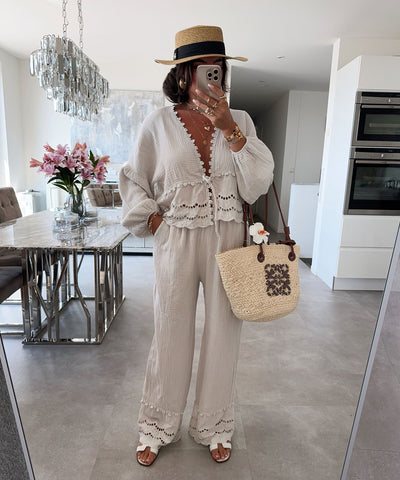 Musselin Hose bohim beige Ladypolitan - Fashion Onlineshop für Damen
