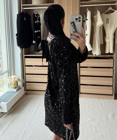 Pailletten Kleid Nessa Schwarz Ladypolitan ♡