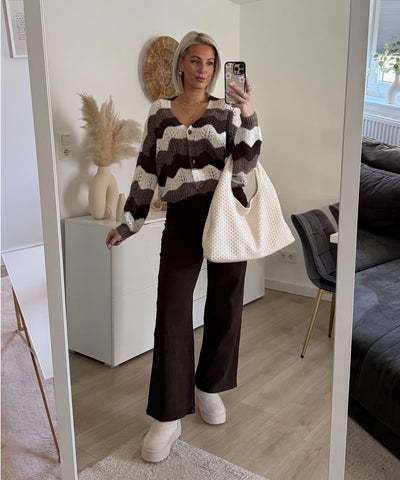 Wide Leg Stretch Jeans Zasu Dunkelbraun