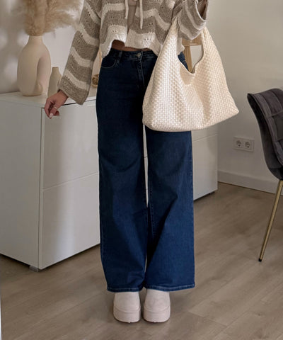 Stretch Wide Leg Jeans Sarah Blau Ladypolitan ♡