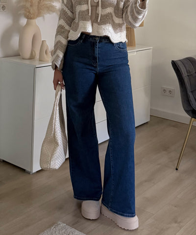 Stretch Wide Leg Jeans Sarah Blau Ladypolitan ♡