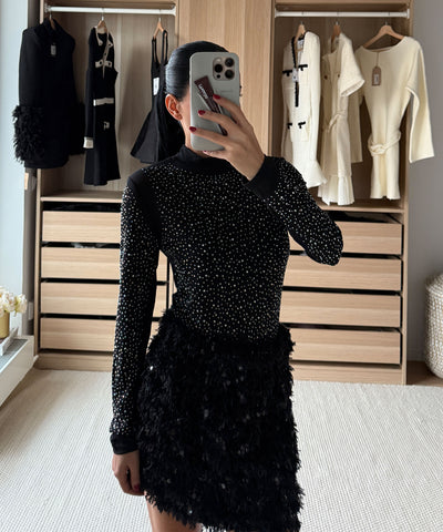 Federlook Rock Cia mit Pailletten Schwarz Ladypolitan ♡