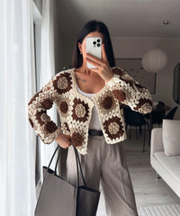 Häkel Cardigan Synea Beige