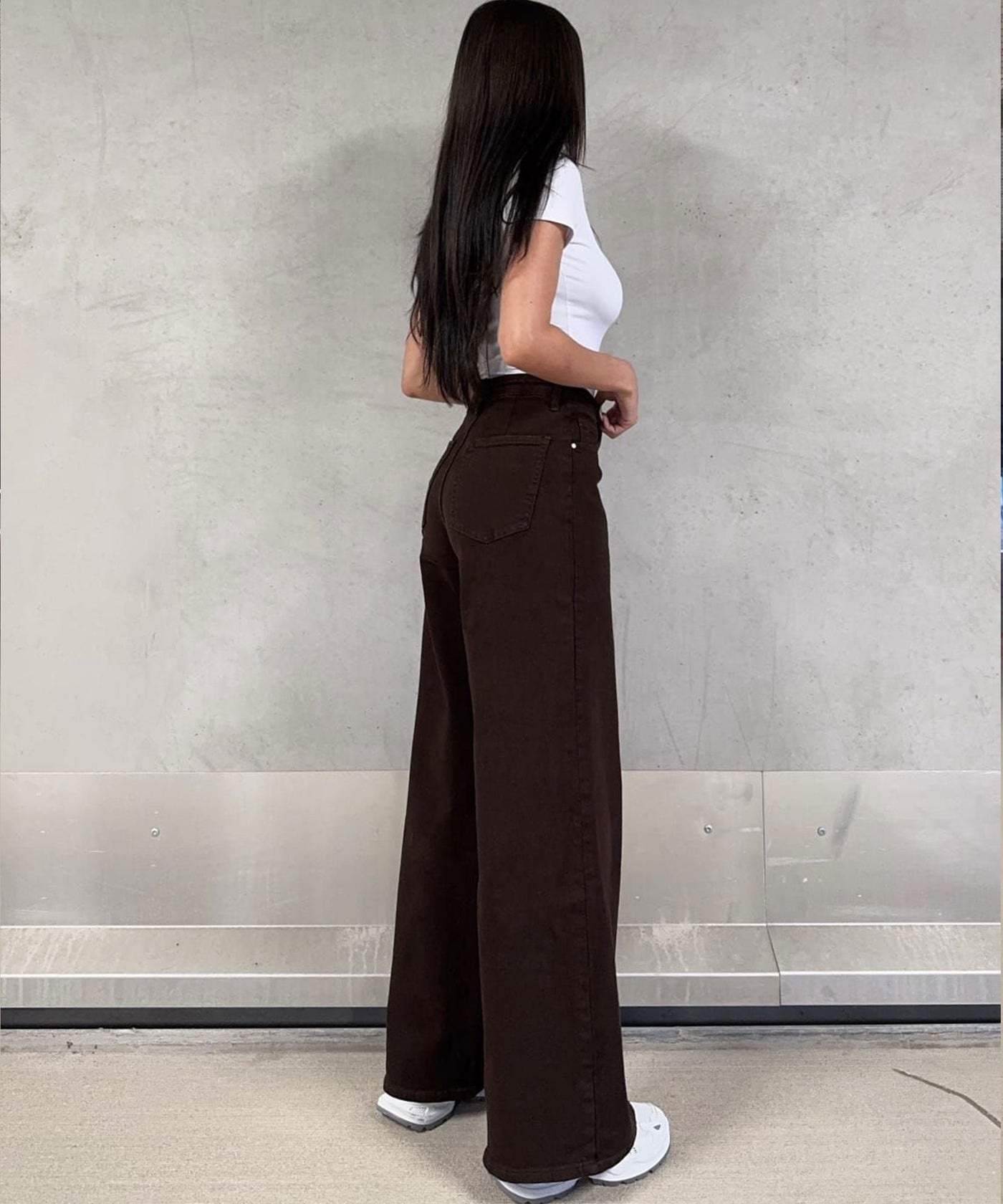 Stretch Wide Leg Jeans Tinea Braun Ladypolitan ♡