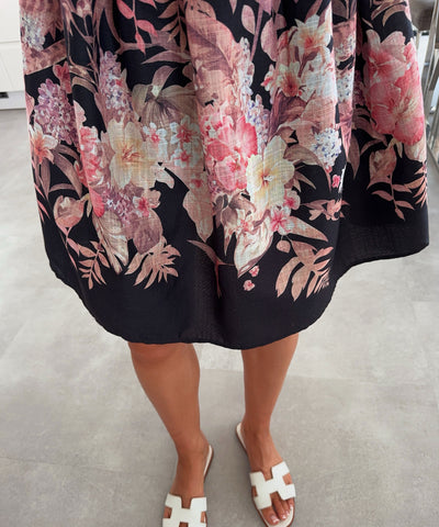 Baumwoll Leinen Kleid Lile Schwarz Ladypolitan ♡