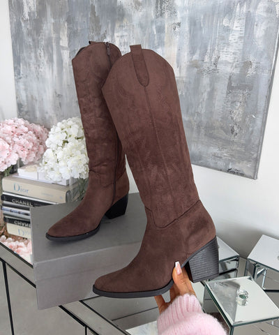 Cowboy Stiefel Selenay Dunkelbraun Hoch Ladypolitan ♡