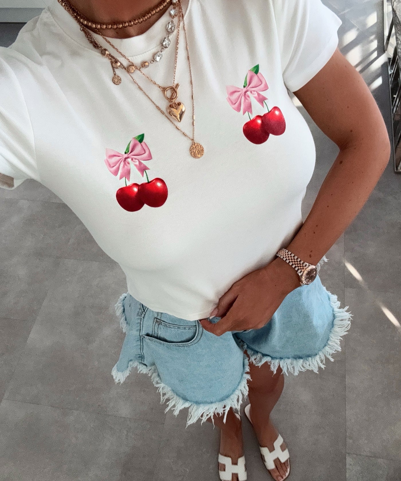 T-Shirt Desna Cherry Weiß Ladypolitan ♡