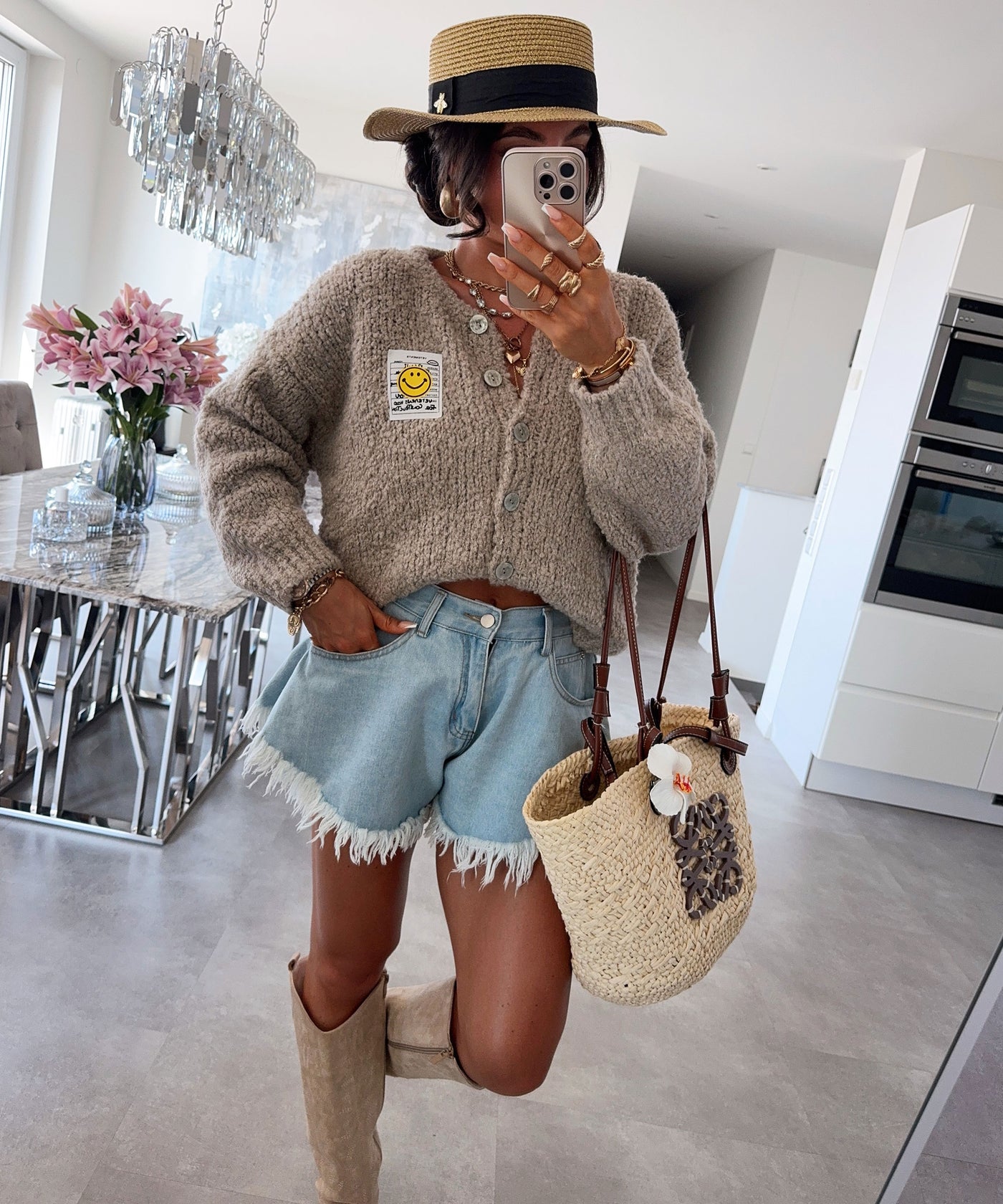 Boucle Cardigan Lalya Taupe Ladypolitan ♡