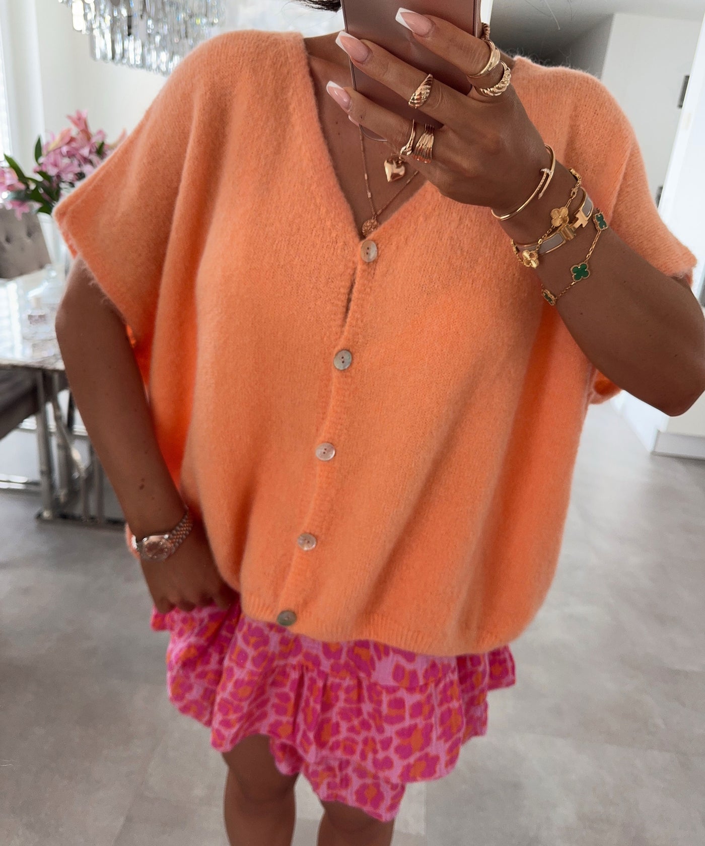 Kurzarm Cardigan Liz Orange Ladypolitan ♡