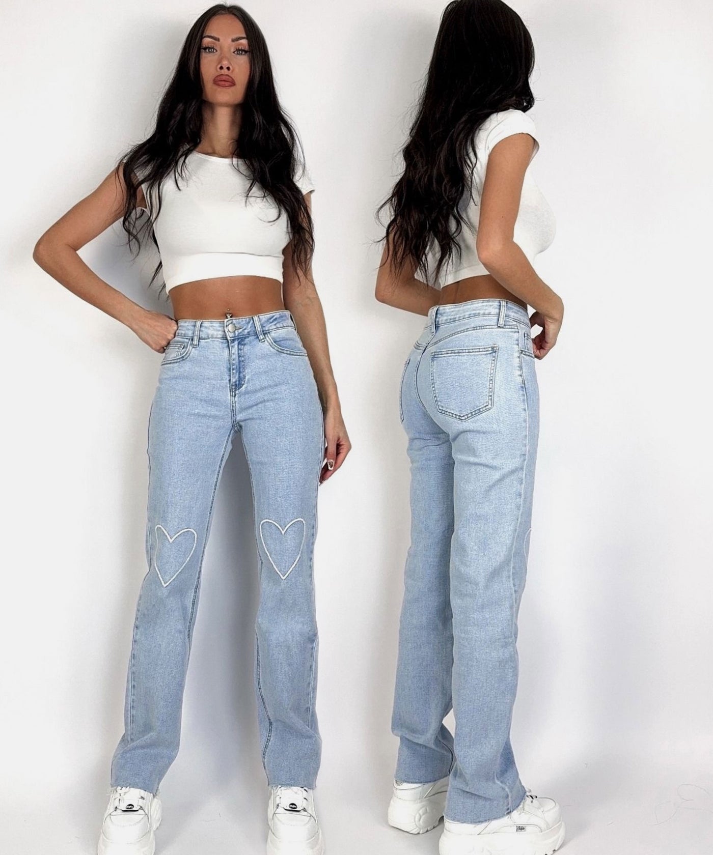 Stretch Straight Leg Jeans Cato Blau Ladypolitan ♡