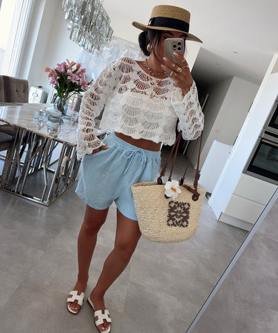 Musselin Shorts Hellblau Ladypolitan ♡