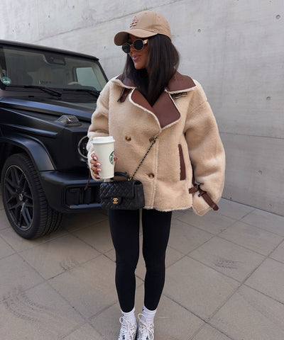 Teddy Fell Jacke Ella Beige Ladypolitan ♡