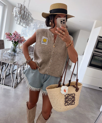 Weste Riula Taupe Ladypolitan ♡