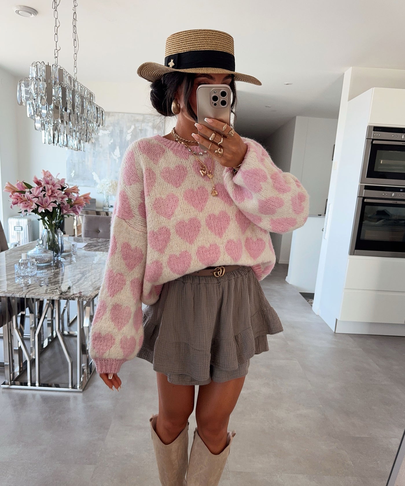 Pullover Mona Herzen Rosa