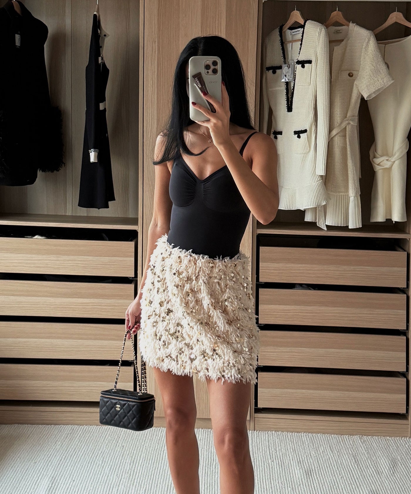 Federlook Rock Cia mit Pailletten Beige