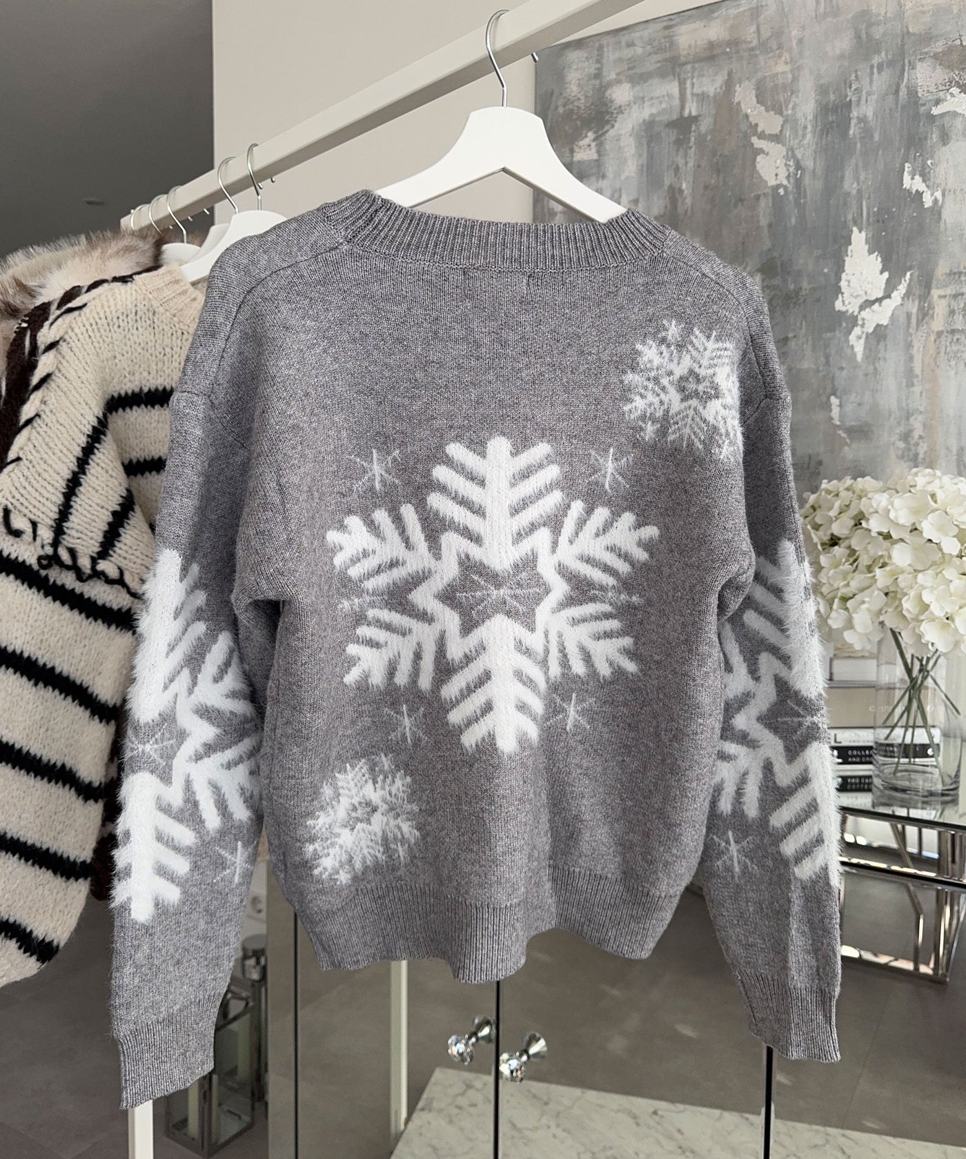 Pullover Snowflakes Grau Ladypolitan ♡