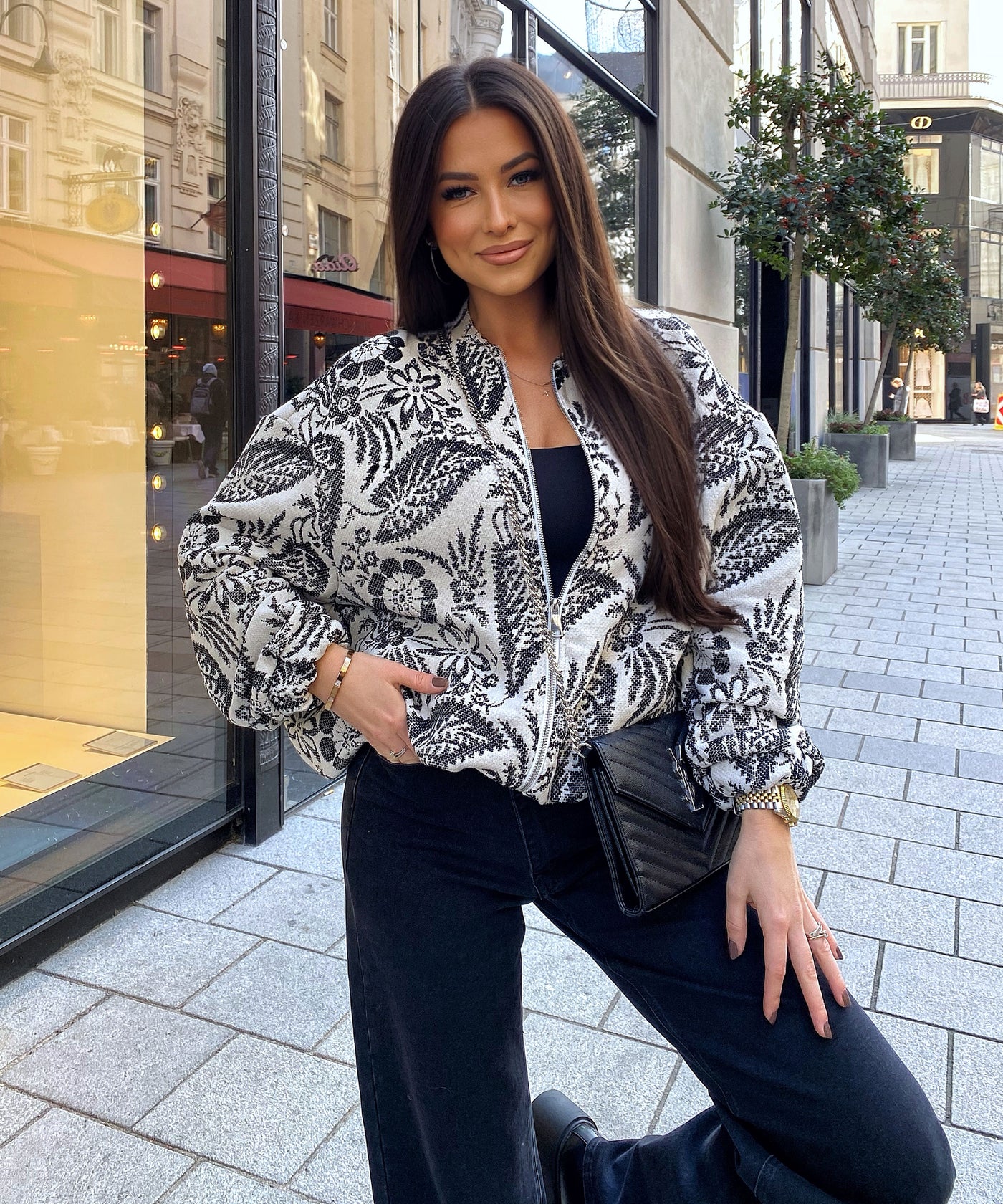 Jacke Flower Schwarz Ladypolitan ♡