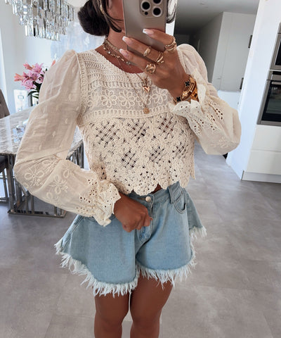 Häkel Oberteil Tayra Beige Ladypolitan ♡