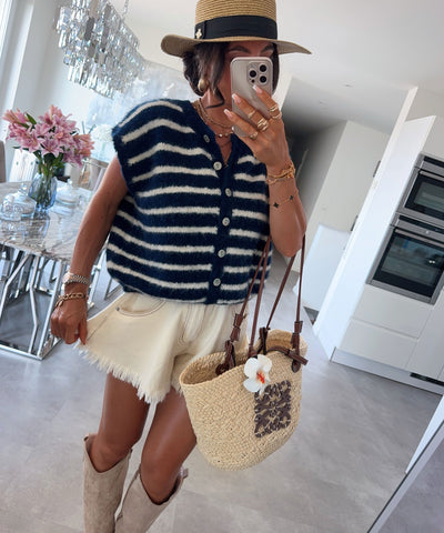 Kurzarm Cardigan Nalya Marineblau Ladypolitan ♡