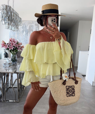 Bluse Off Shoulder Gelb Ladypolitan - Fashion Onlineshop für Damen
