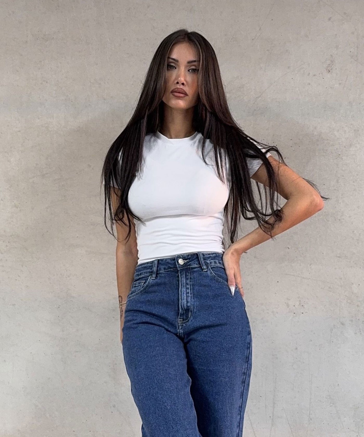 Stretch Wide Leg Jeans Lenna Blau Ladypolitan ♡