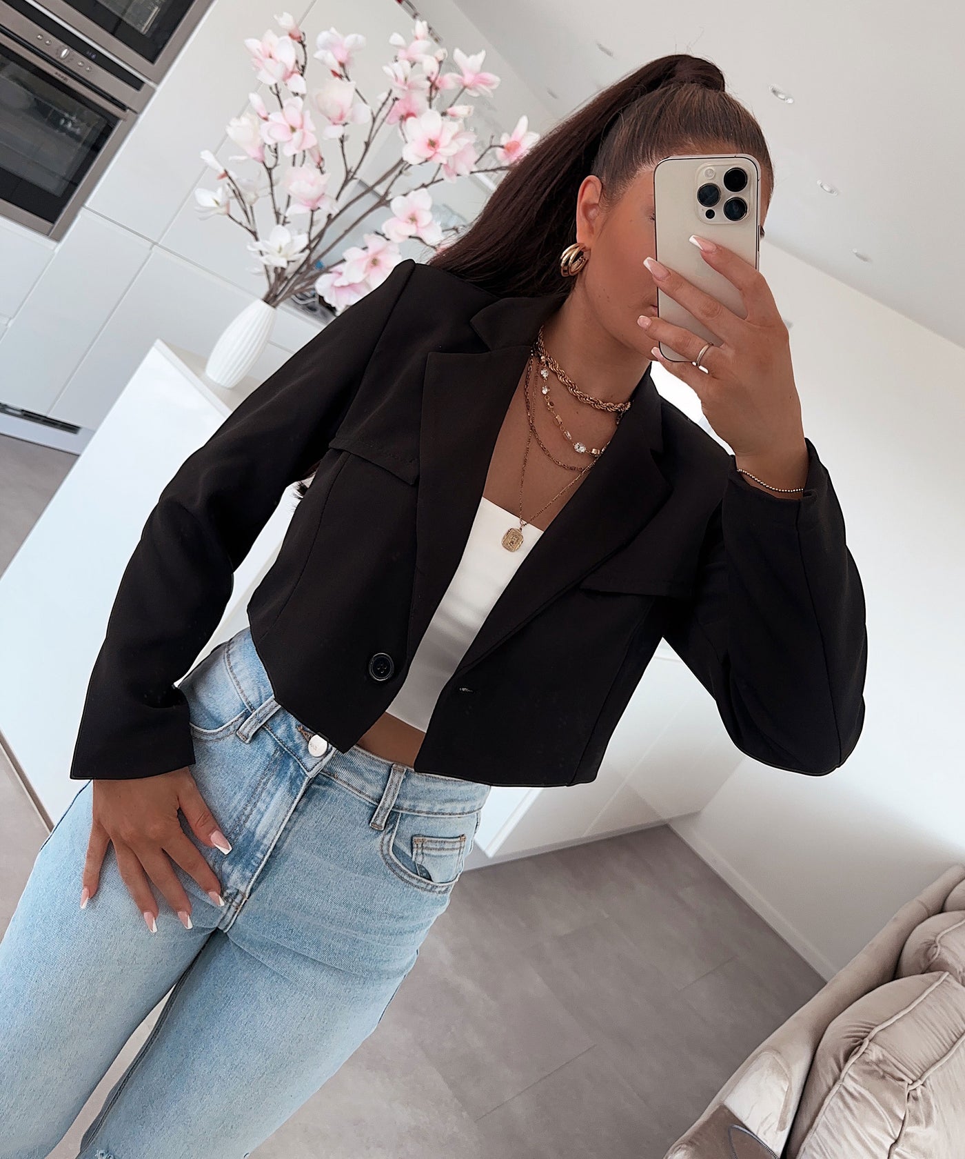 Crop Blazer Isa Black