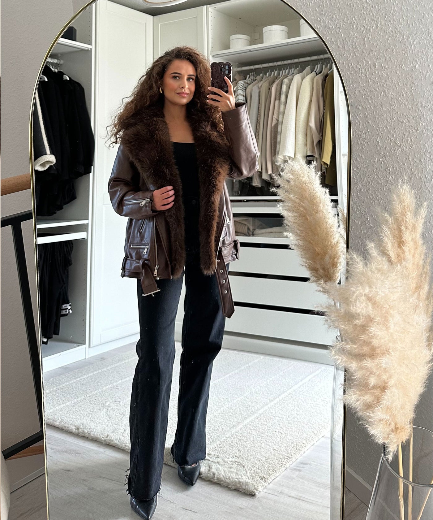 Gefütterte Lederjacke Vida mit Fell Braun  Ladypolitan ♡   