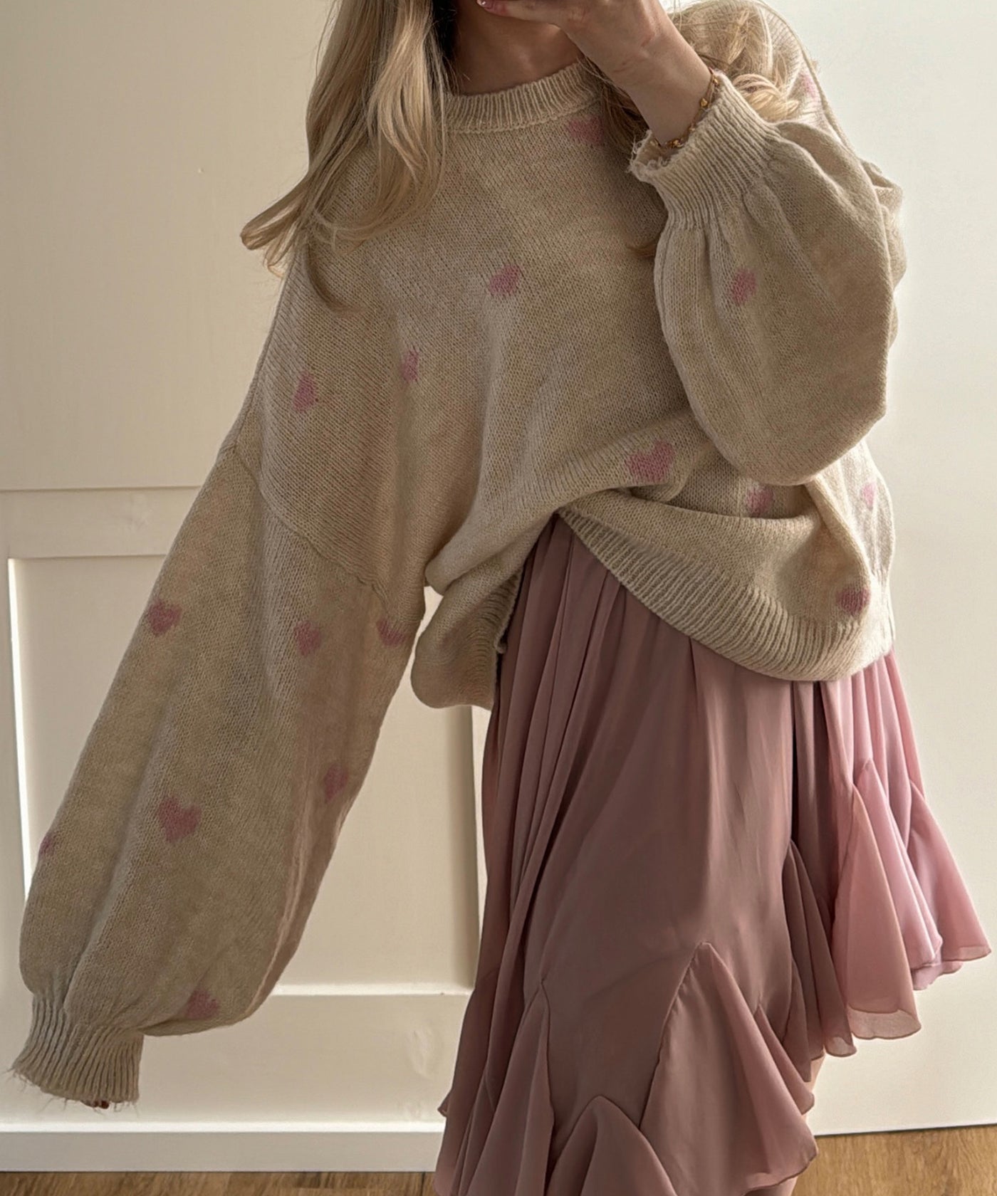 Oversize Pullover Joslin Beige Rosa  Ladypolitan ♡   