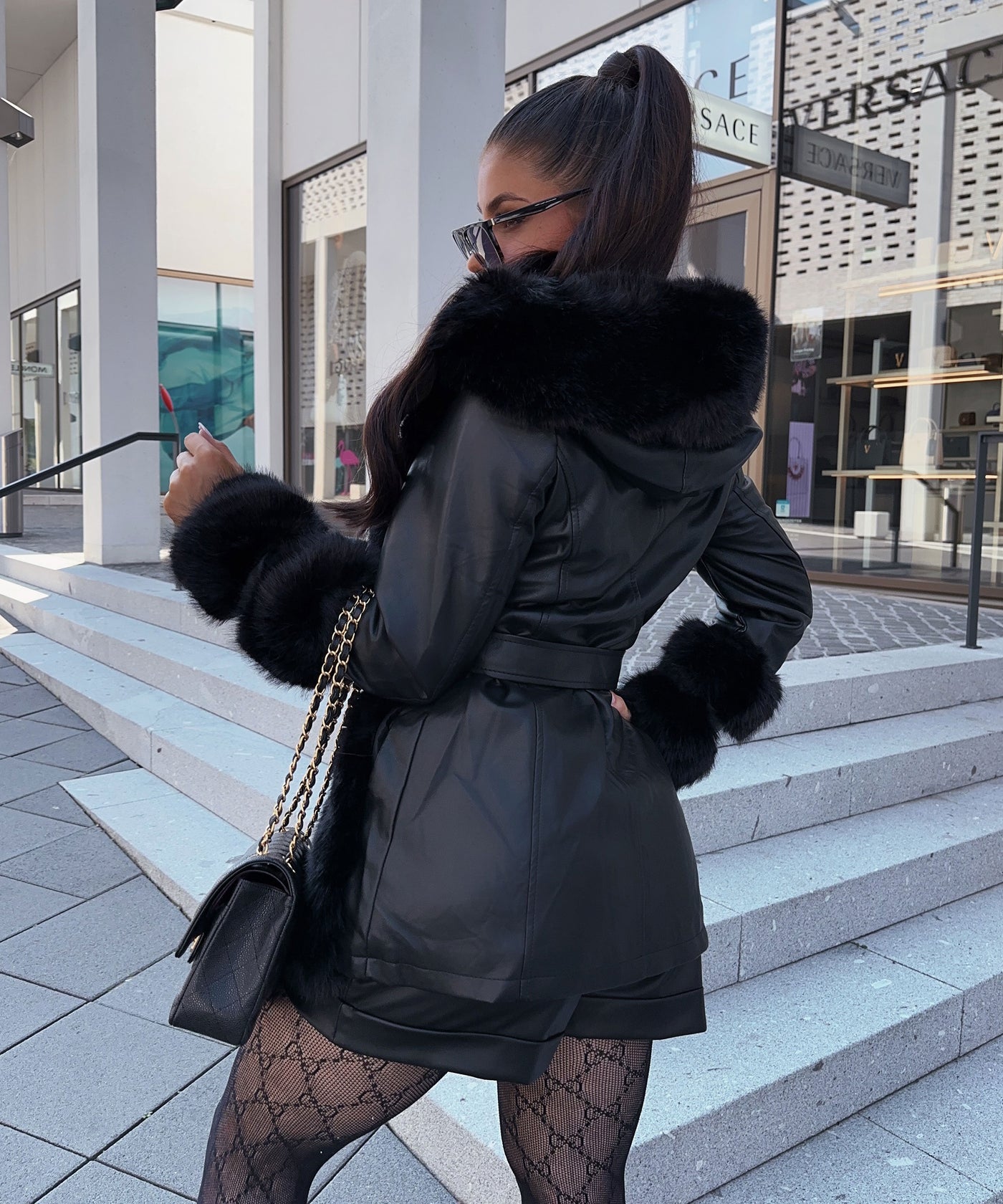 Faux fur jacket Opra Black